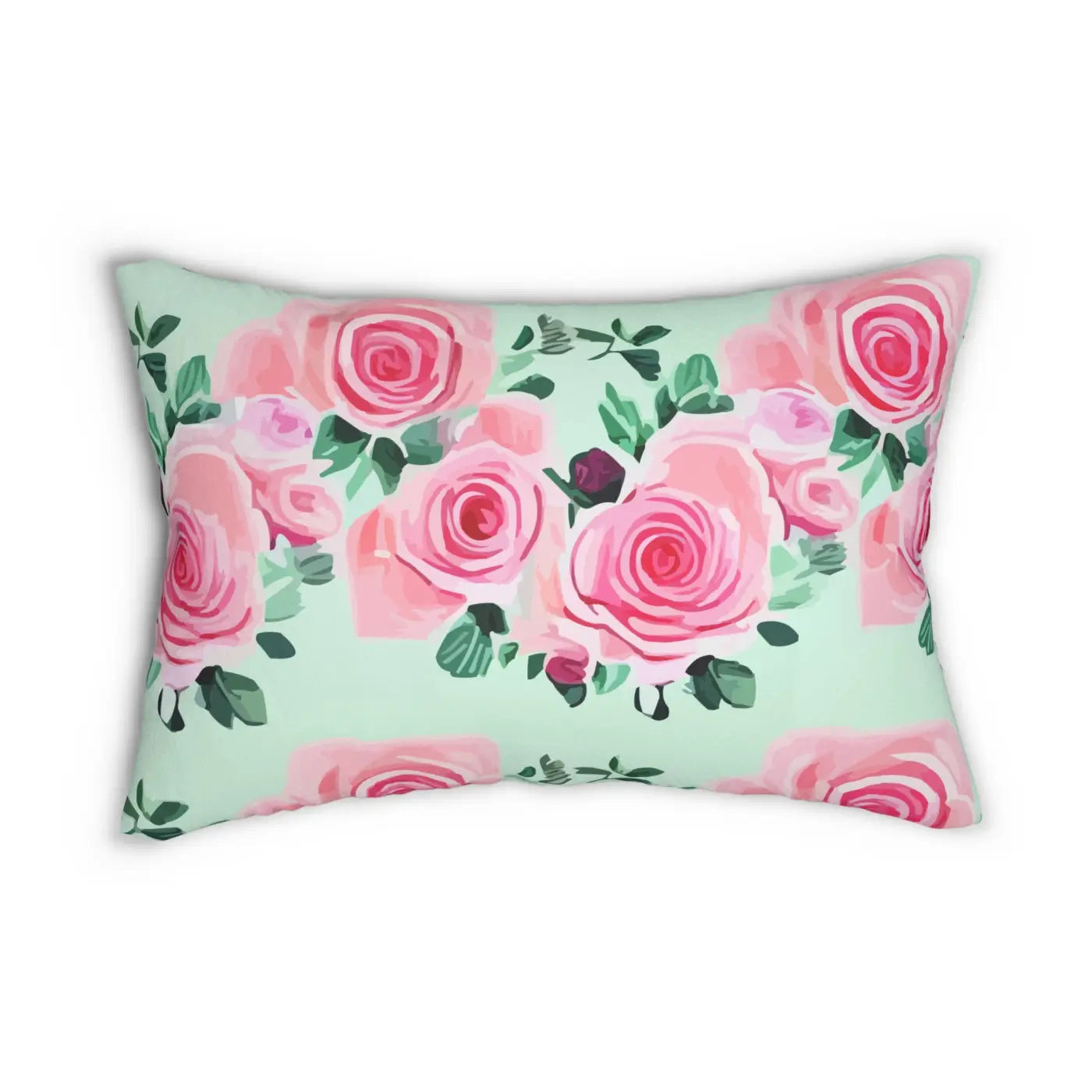 Pink Roses Spun Polyester Lumbar Pillow - Home Decor - DipaliZ