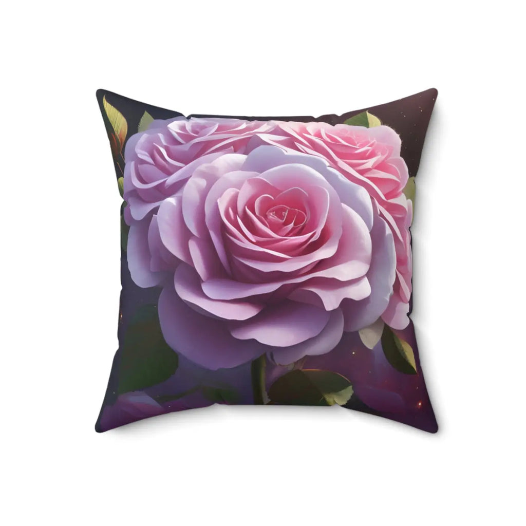 Pink Roses Polyester Square Pillow - Floral Home Decor - DipaliZ
