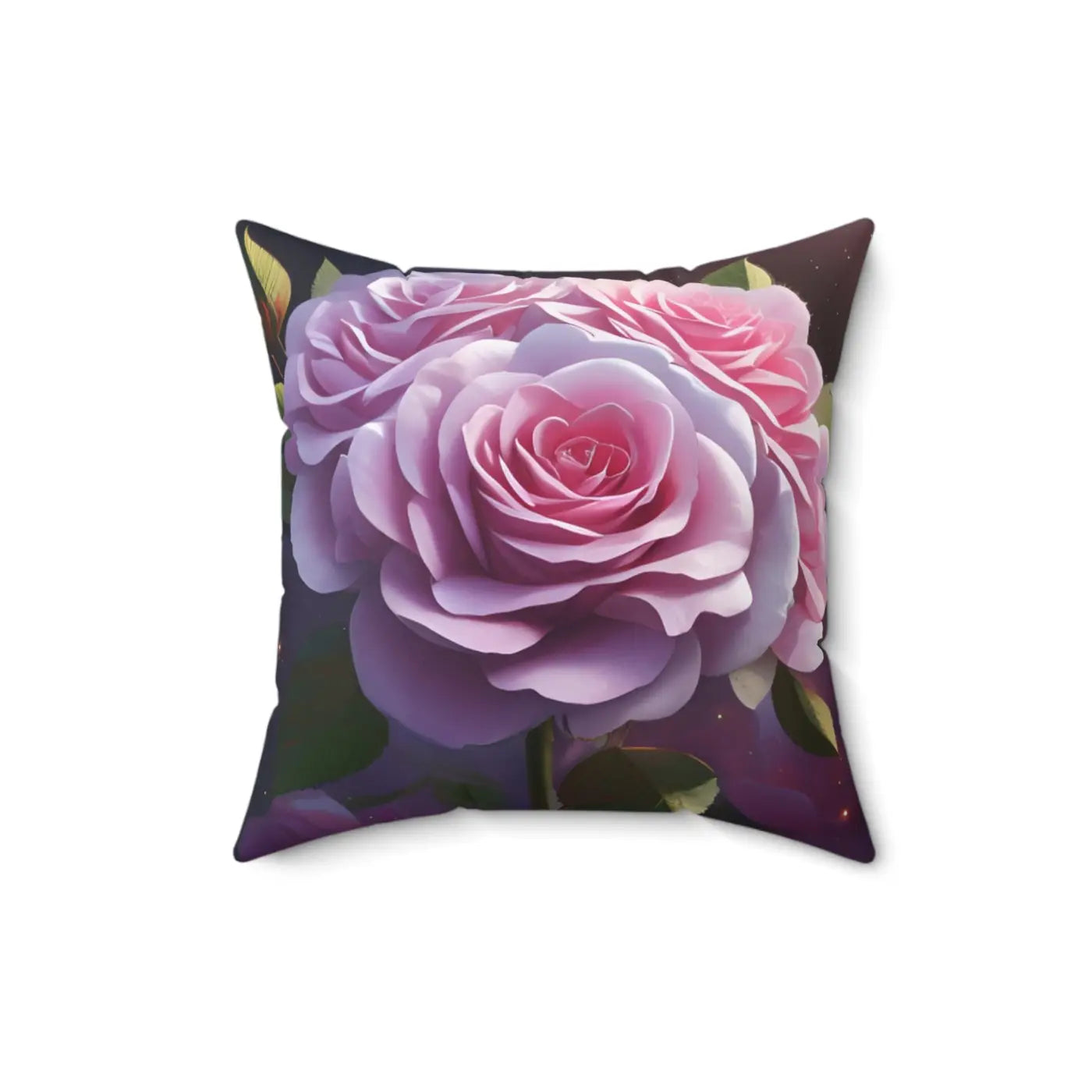 Pink Roses Polyester Square Pillow - Floral Home Decor - DipaliZ
