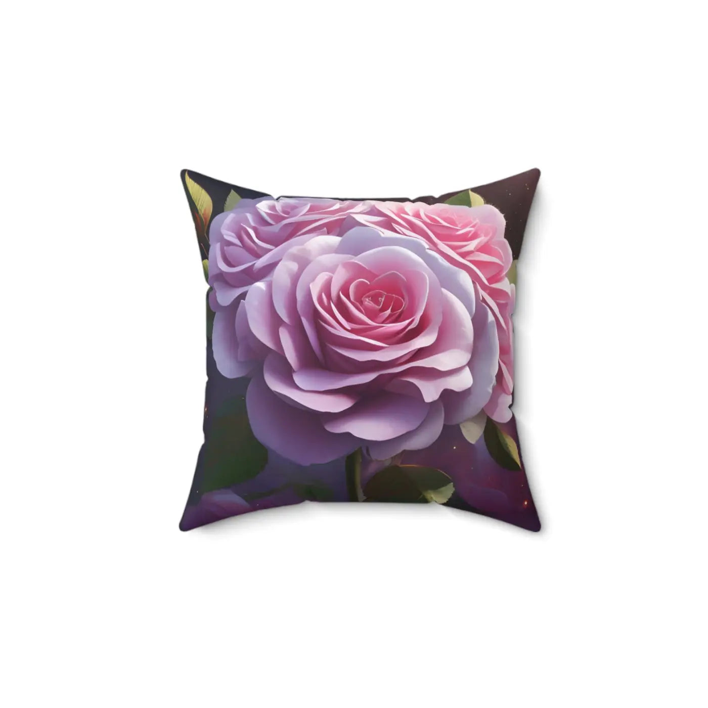 Pink Roses Polyester Square Pillow - Floral Home Decor - DipaliZ