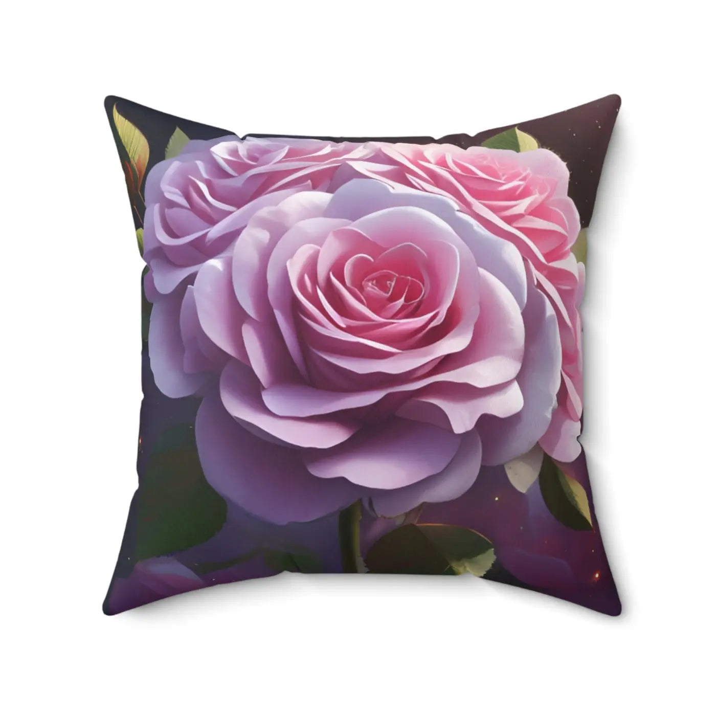 Pink Roses Polyester Square Pillow - Floral Home Decor - DipaliZ