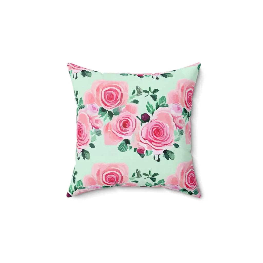 Pink Roses Throw Pillow - Polyester Square Design - DipaliZ