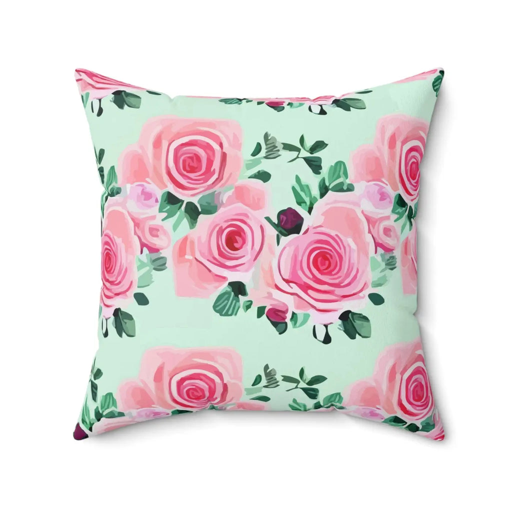 Pink Roses Throw Pillow - Polyester Square Design - DipaliZ