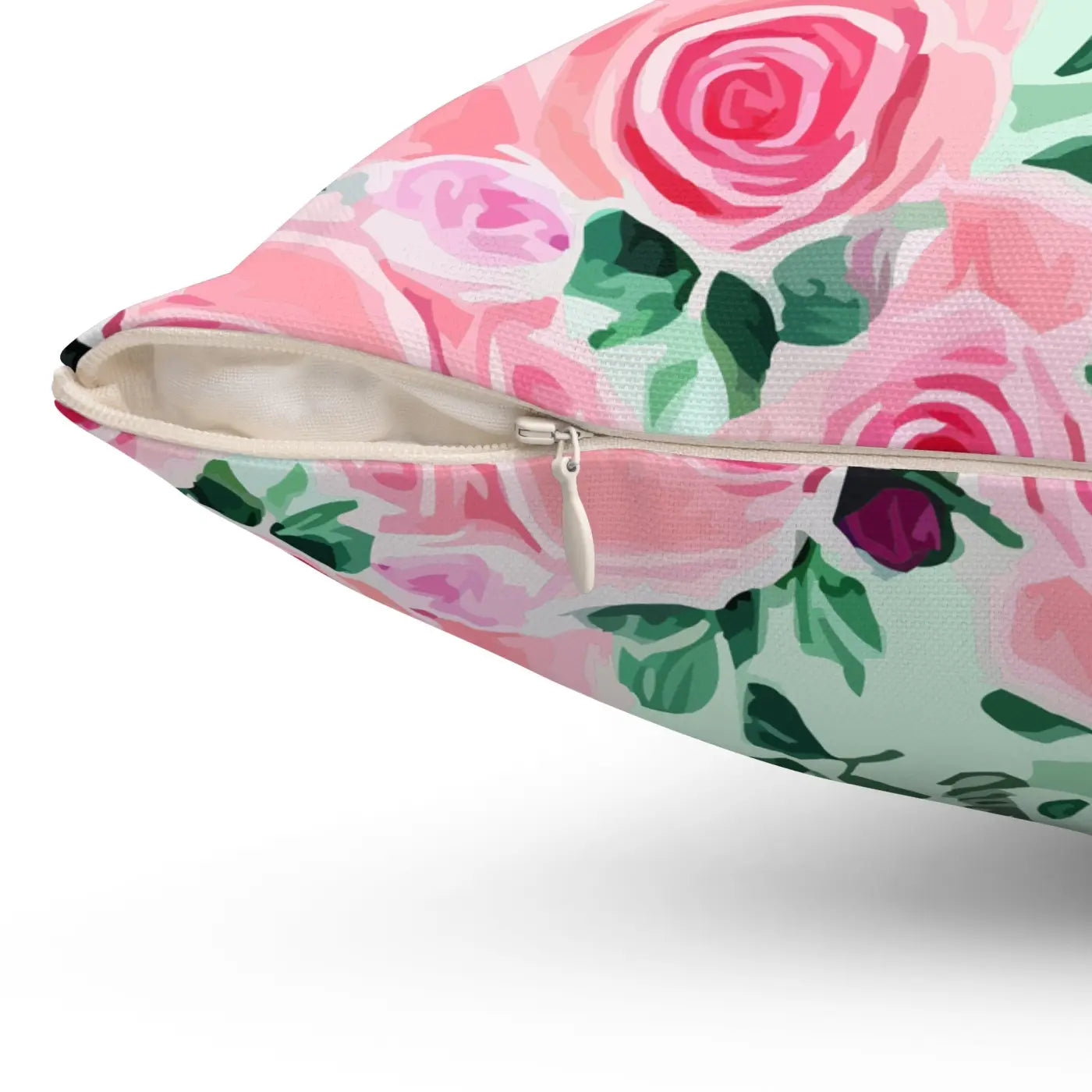 Pink Roses Throw Pillow - Polyester Square Design - DipaliZ
