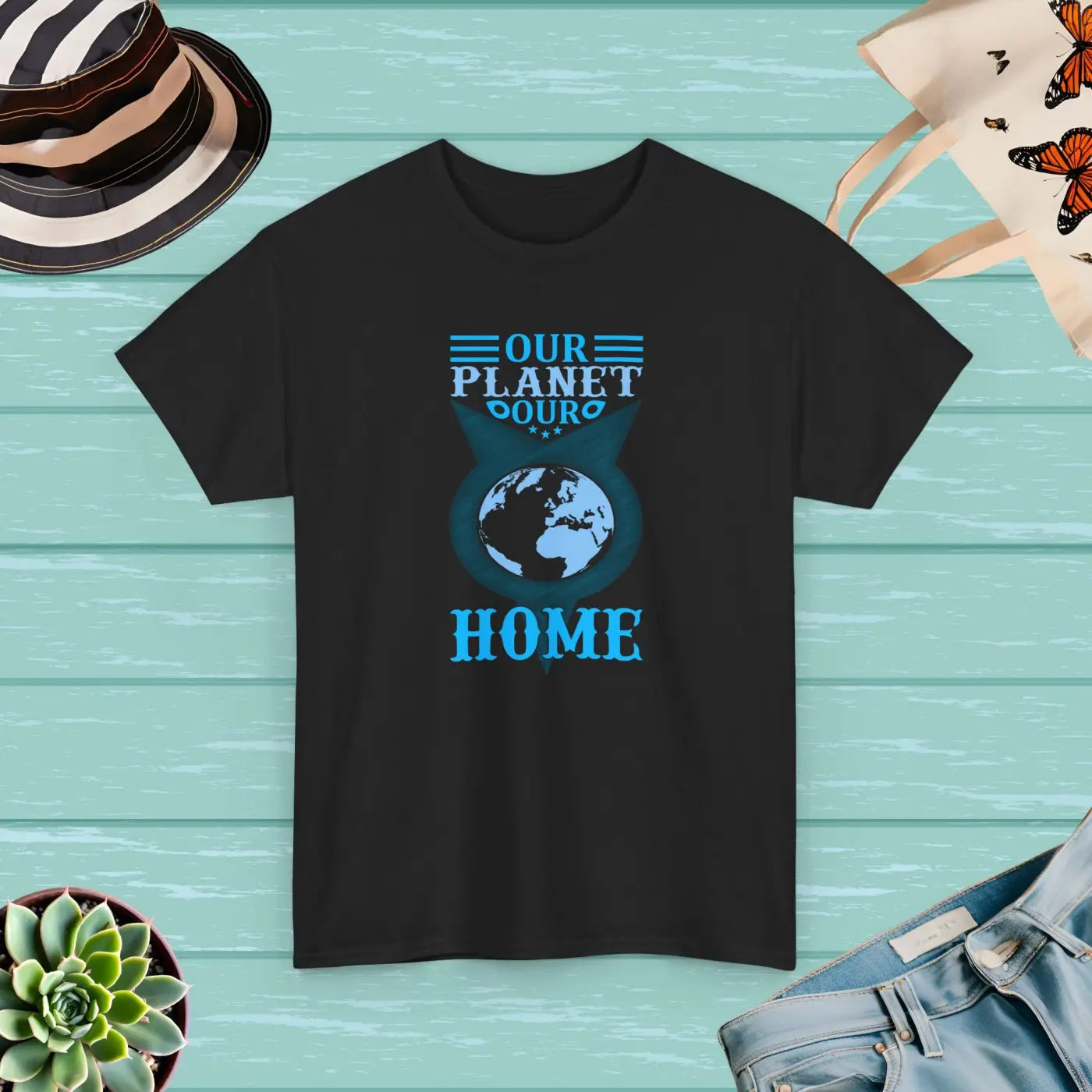 Earth Day Deluxe T Shirt - Our Planet Our Home Tee - DipaliZ