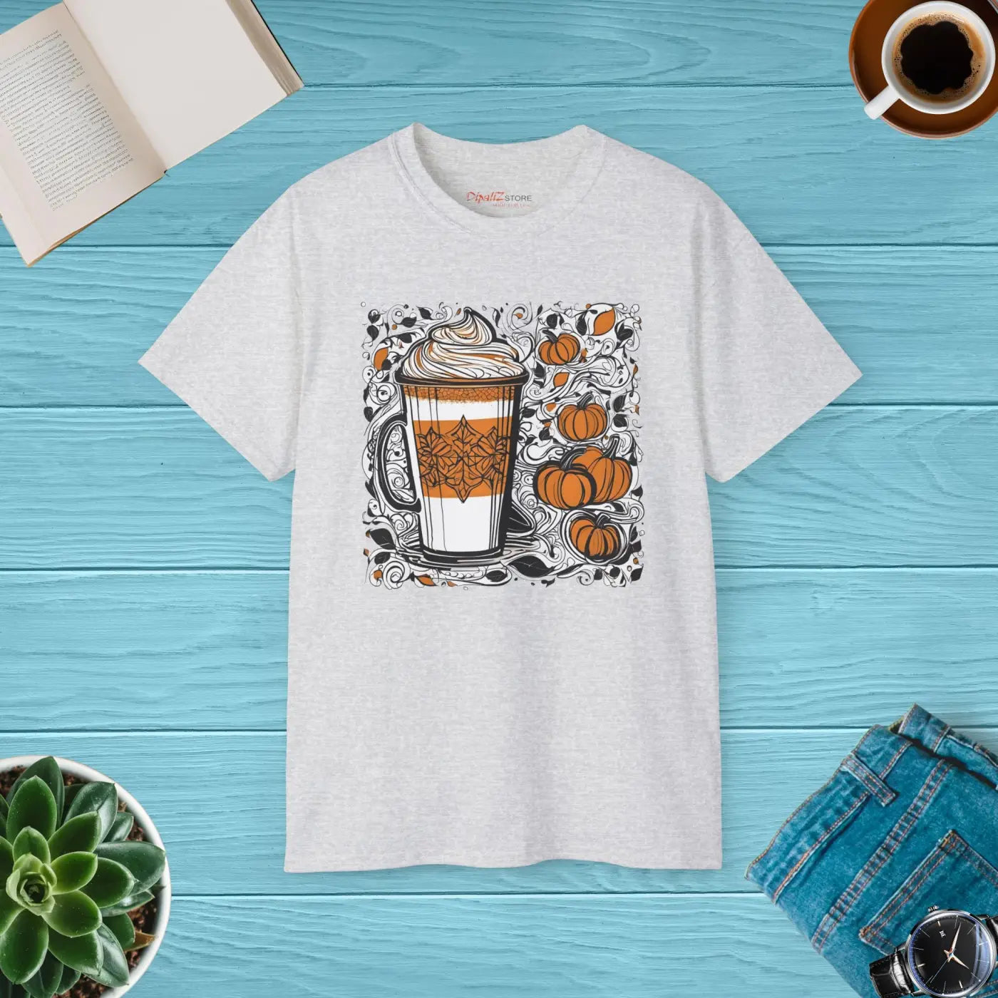 Unisex Ultra Cotton Tee - Pumpkin Spice Latte Design - DipaliZ
