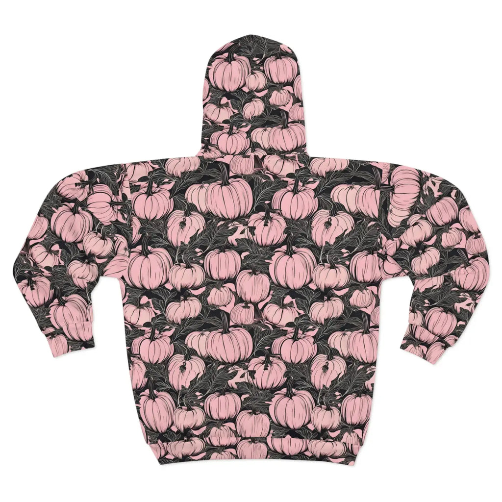 Pumpkins Pattern Unisex Zip Hoodie - Fall Cozy Wear - DipaliZ