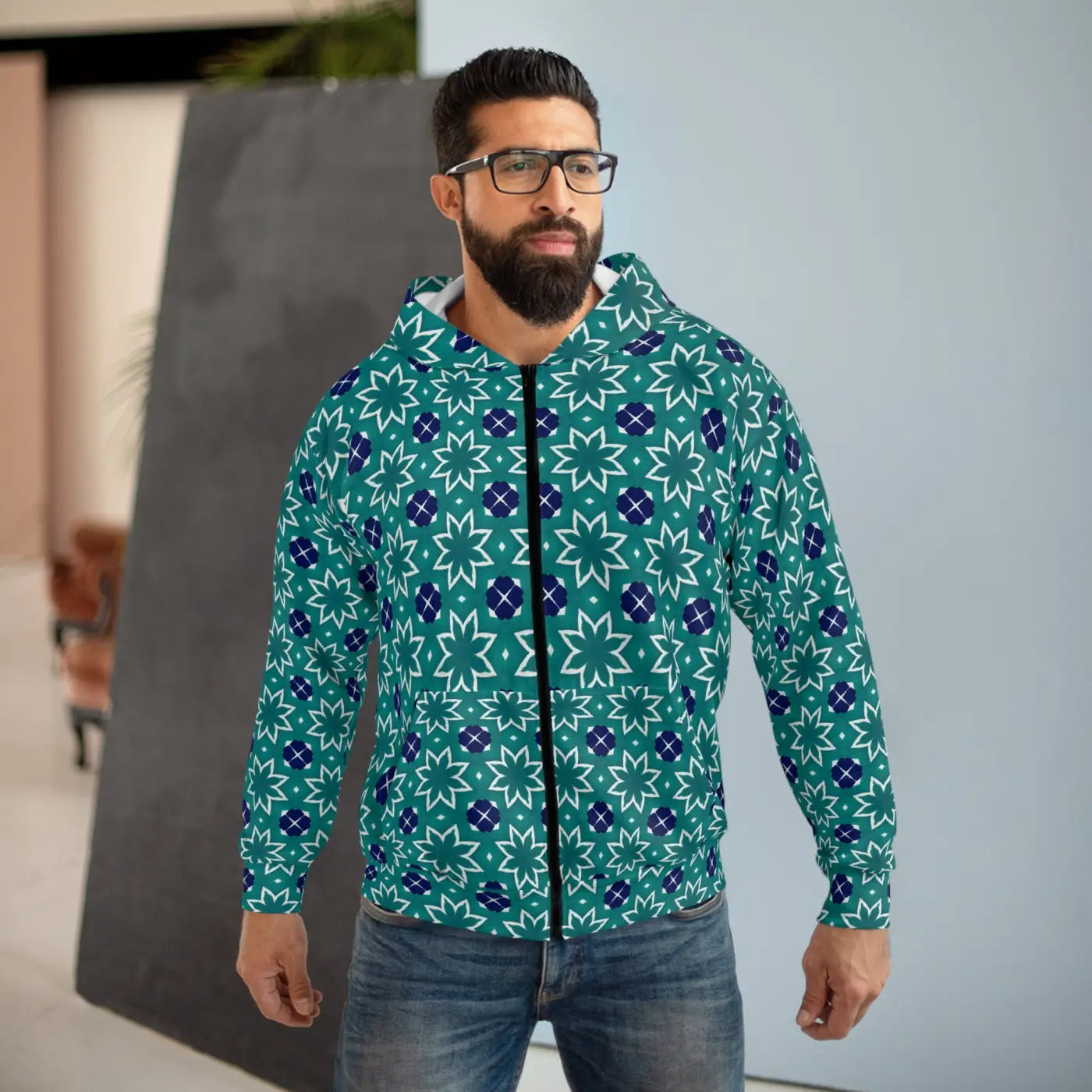 Purple Abstract Pattern Zip Hoodie - Unisex Style - DipaliZ