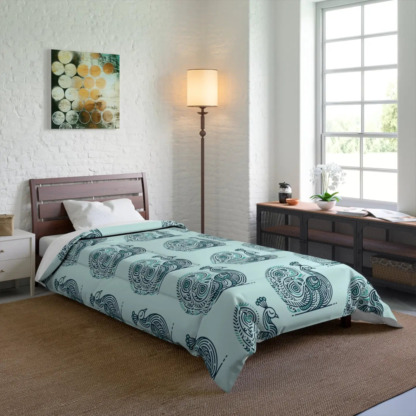 Peacock Comforter - Dreamy Purple Polyester Coziness - DipaliZ