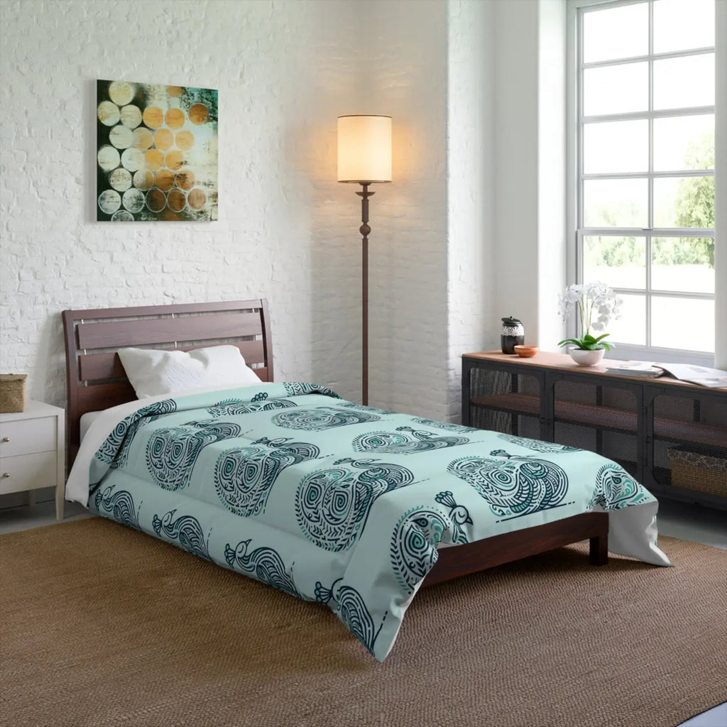 Peacock Comforter - Dreamy Purple Polyester Coziness - DipaliZ