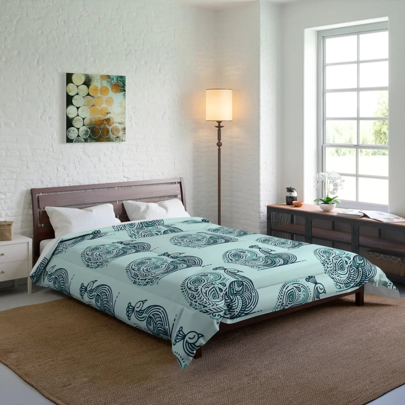 Peacock Comforter - Dreamy Purple Polyester Coziness - DipaliZ