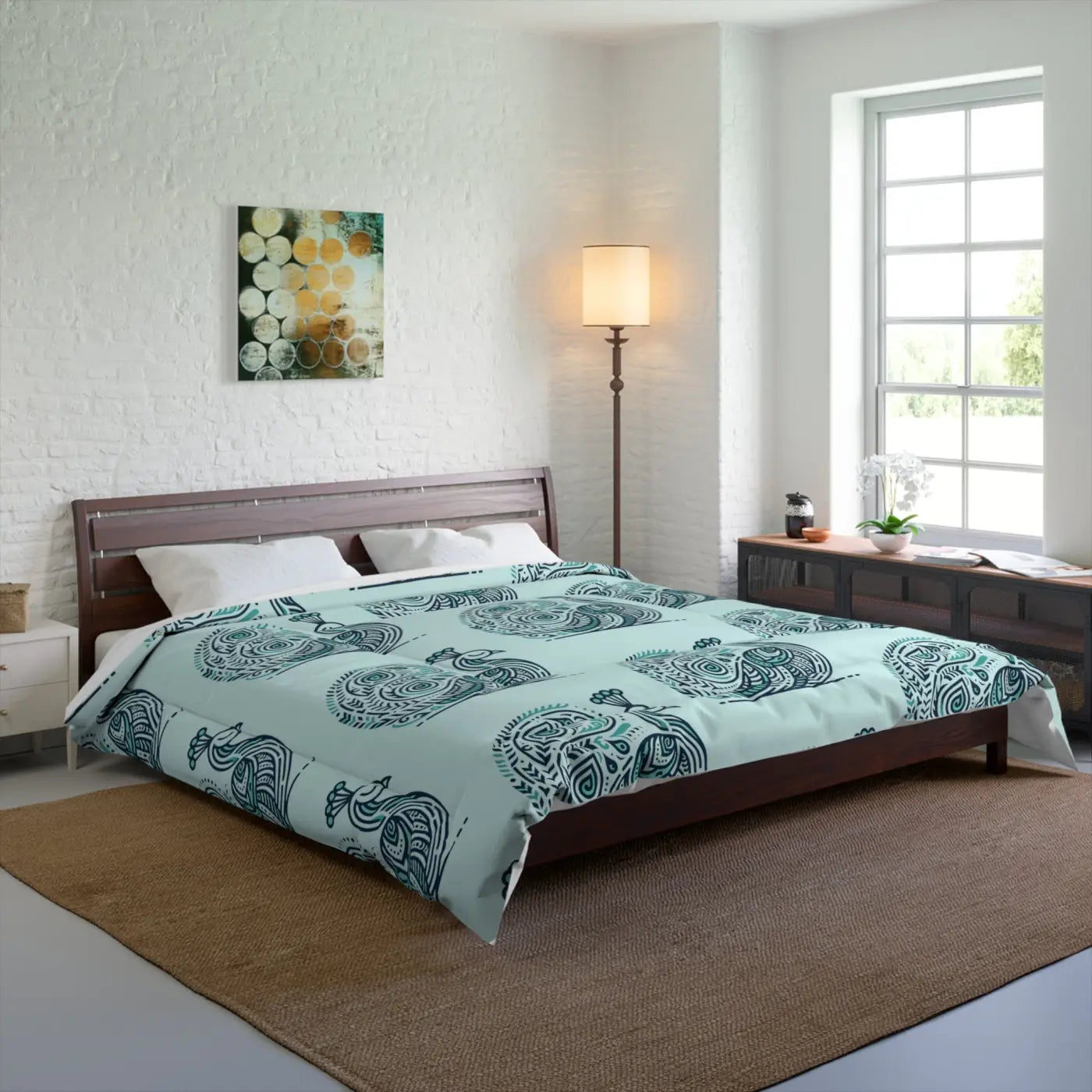 Peacock Comforter - Dreamy Purple Polyester Coziness - DipaliZ