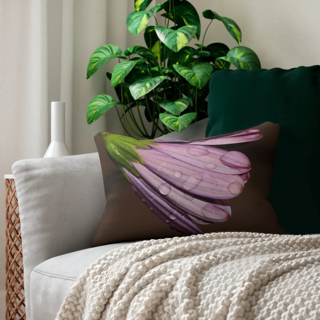 Purple Daisy Pillow - Spun Polyester Lumbar - DipaliZ