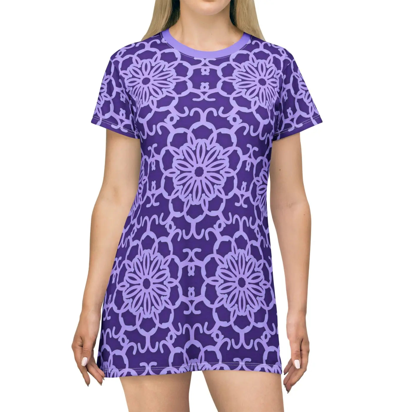 Blue Abstract Pattern Shirt Dress - Artistic Comfort - DipaliZ