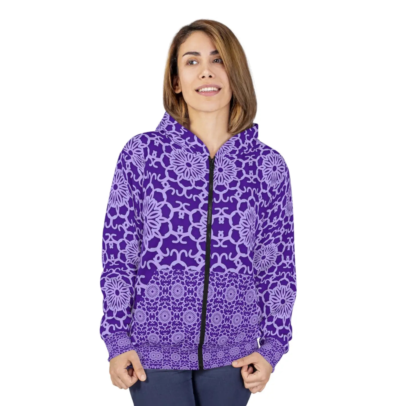 Unisex Zip Hoodie - Purple Abstract Pattern - DipaliZ