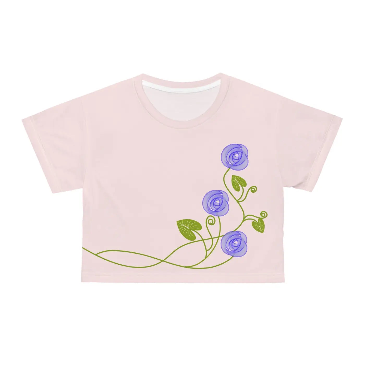 Purple Flowers AOP Crop Tee - Vibrant Vine Design - DipaliZ