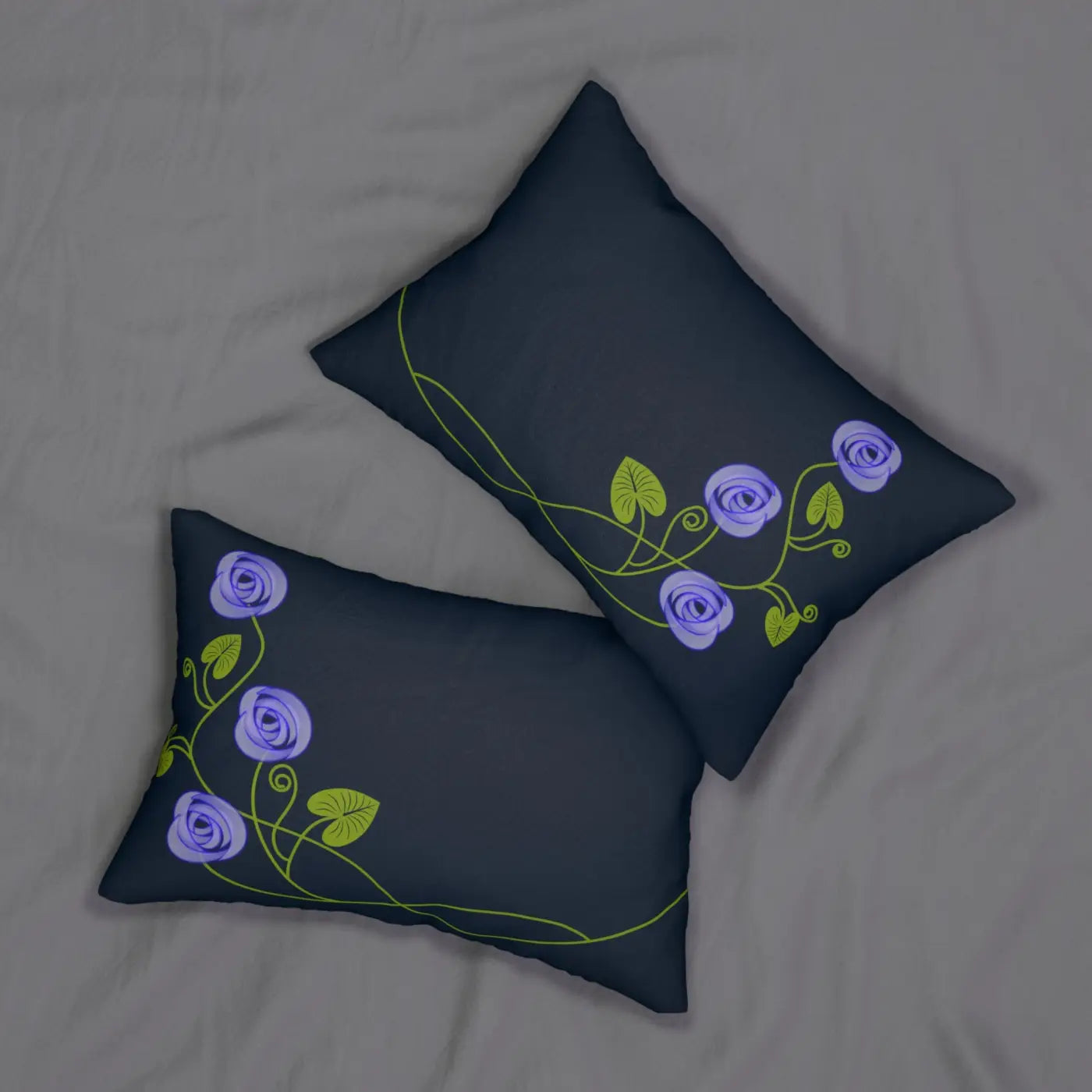 Purple Floral Spun Polyester Lumbar Pillow - Home Decor - DipaliZ