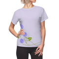 Purple Flowers Polyester Tee - Vibrant Floral Design - DipaliZ