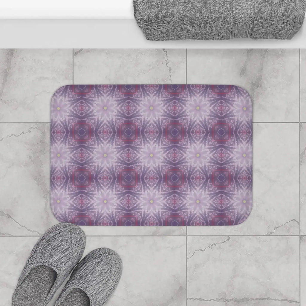 Purple Geometric Bath Mat - Elegant Bathroom Comfort - DipaliZ