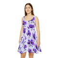 Purple Poppy Skater Dress - Floral Print Design - DipaliZ