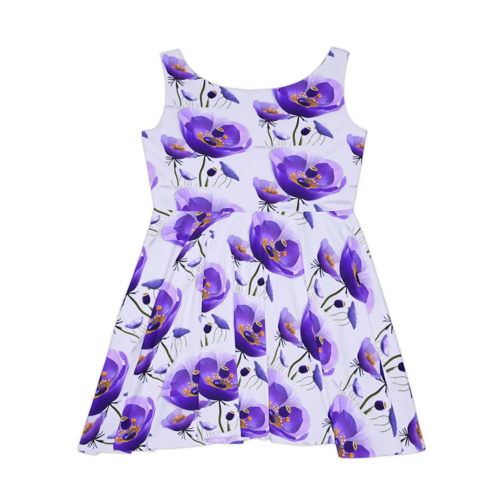Purple Poppy Skater Dress - Floral Print Design - DipaliZ