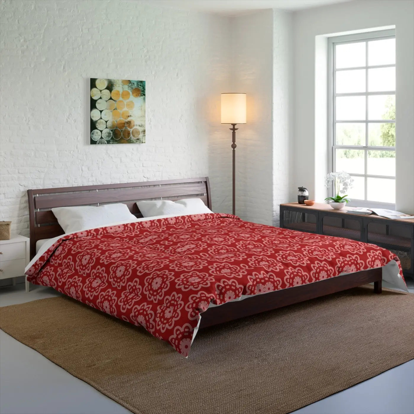 Red Floral Abstract Blanket - Vibrant Cozy Comfort - DipaliZ