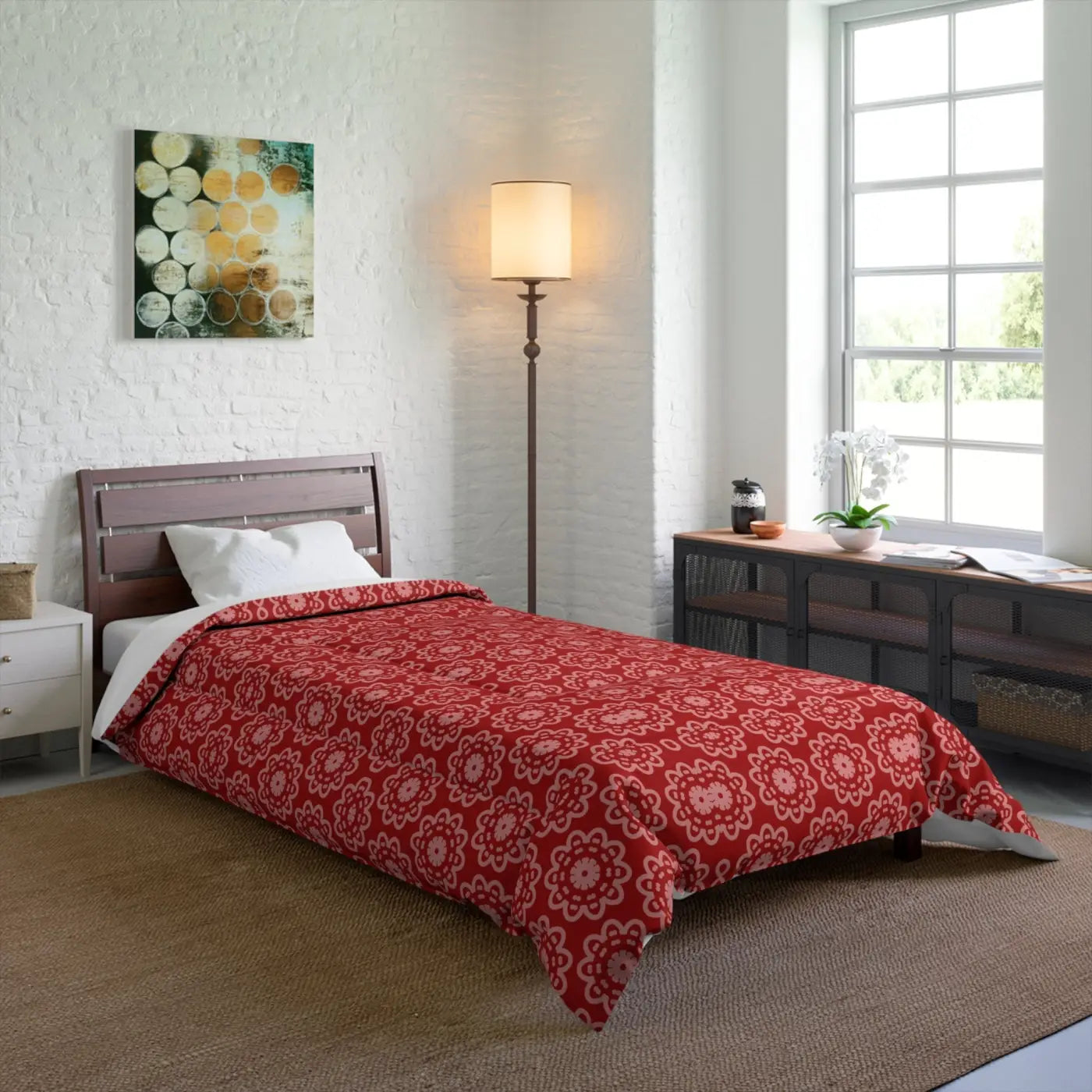 Red Floral Abstract Blanket - Vibrant Cozy Comfort - DipaliZ