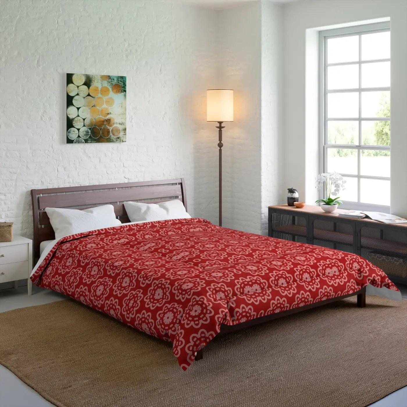 Red Floral Abstract Blanket - Vibrant Cozy Comfort - DipaliZ