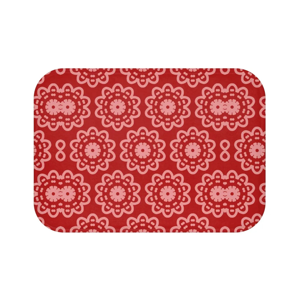 Red Geometric Bath Mat - Plush Comfort and Style - DipaliZ