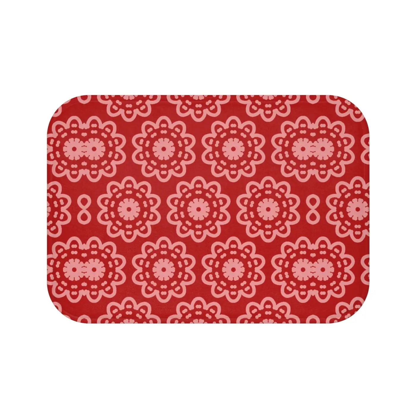Red Geometric Bath Mat - Plush Comfort and Style - DipaliZ