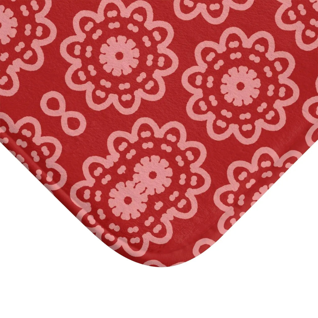 Red Geometric Bath Mat - Plush Comfort and Style - DipaliZ