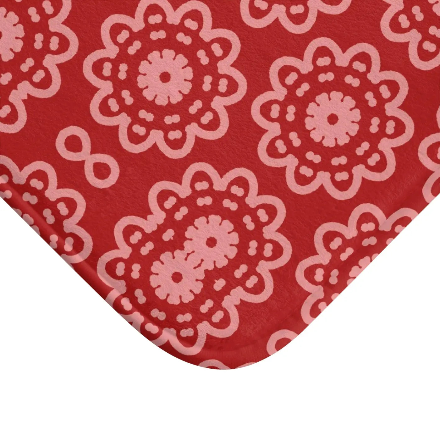 Red Geometric Bath Mat - Plush Comfort and Style - DipaliZ