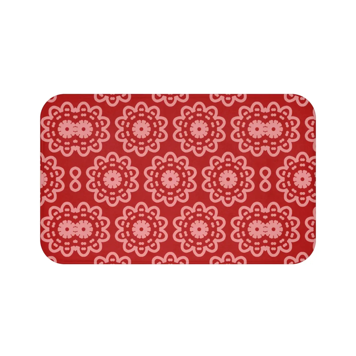 Red Geometric Bath Mat - Plush Comfort and Style - DipaliZ