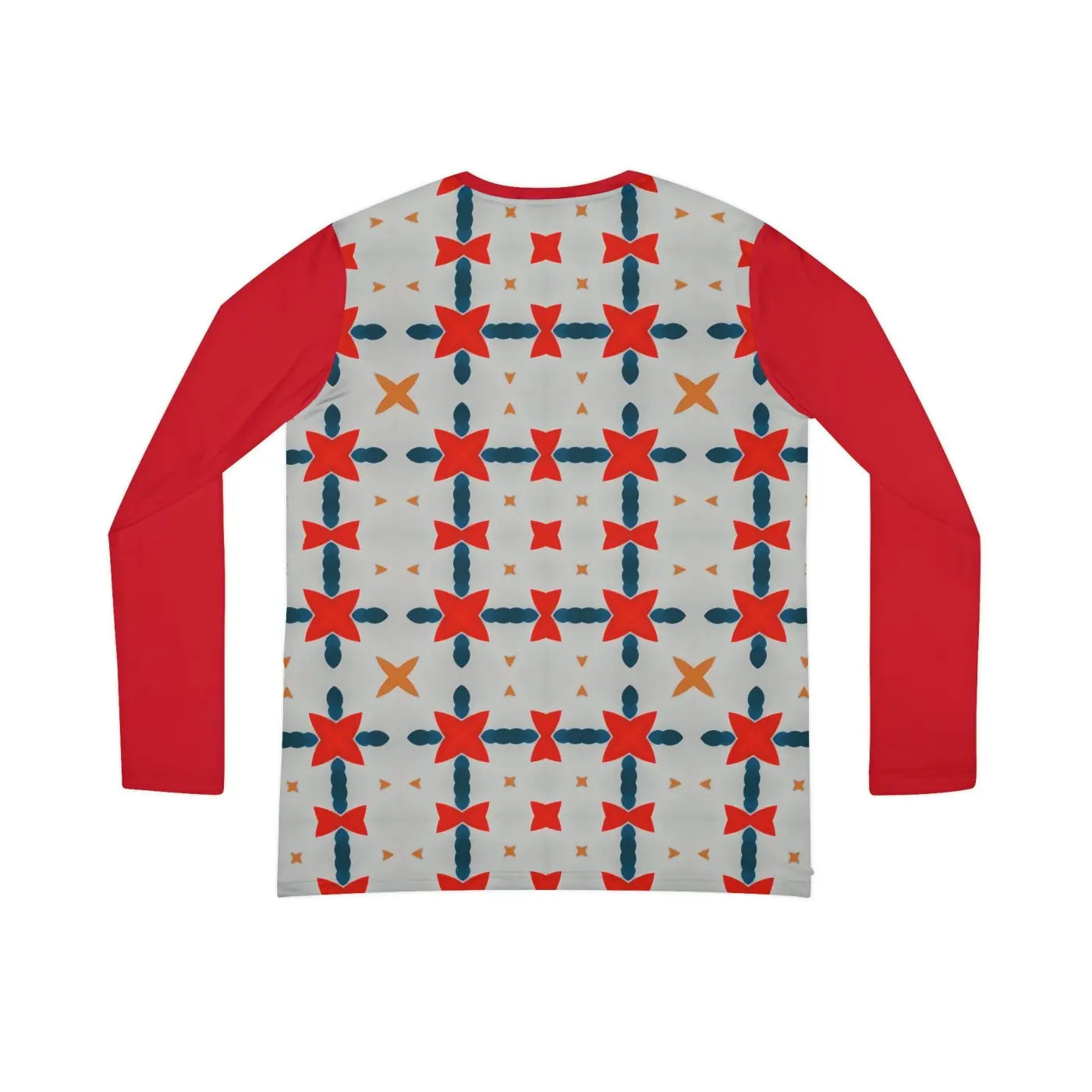 Red Pattern Long Sleeve V Neck Tee - Bold Energy - DipaliZ
