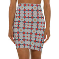 Red Pattern Mini Skirt - Bold Grey Design - DipaliZ