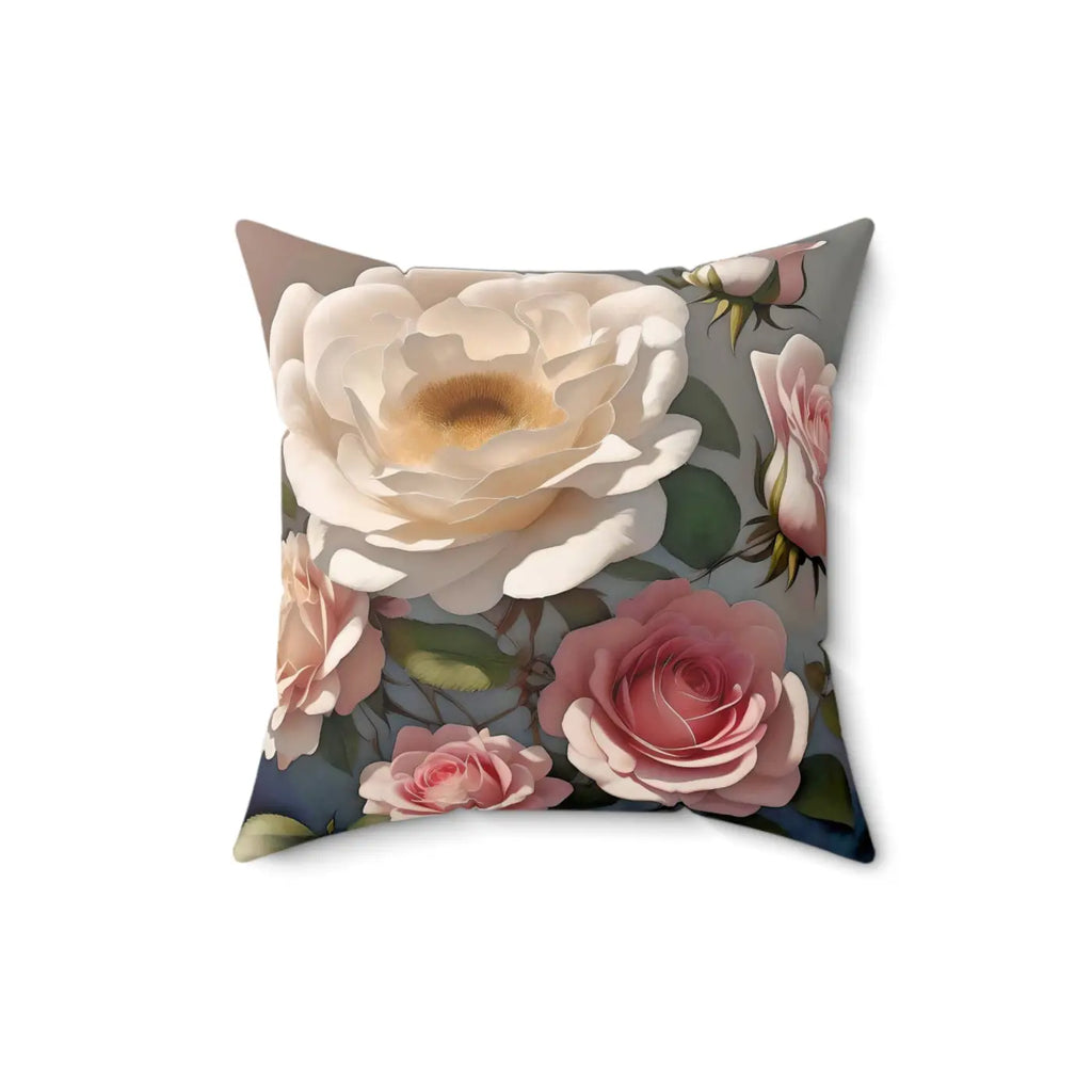 Rose Flowers Polyester Square Pillow - Spun Comfort - DipaliZ