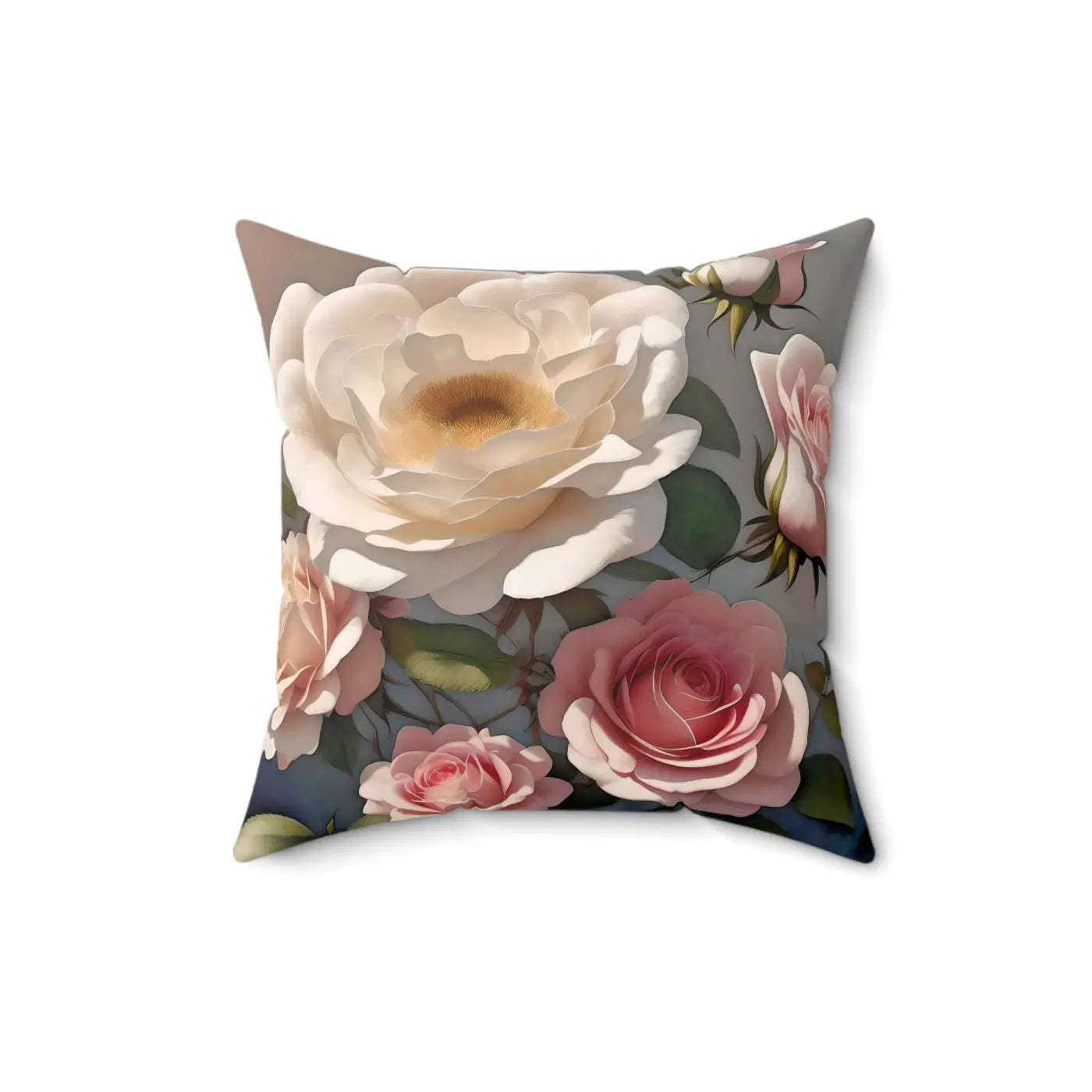 Rose Flowers Polyester Square Pillow - Spun Comfort - DipaliZ