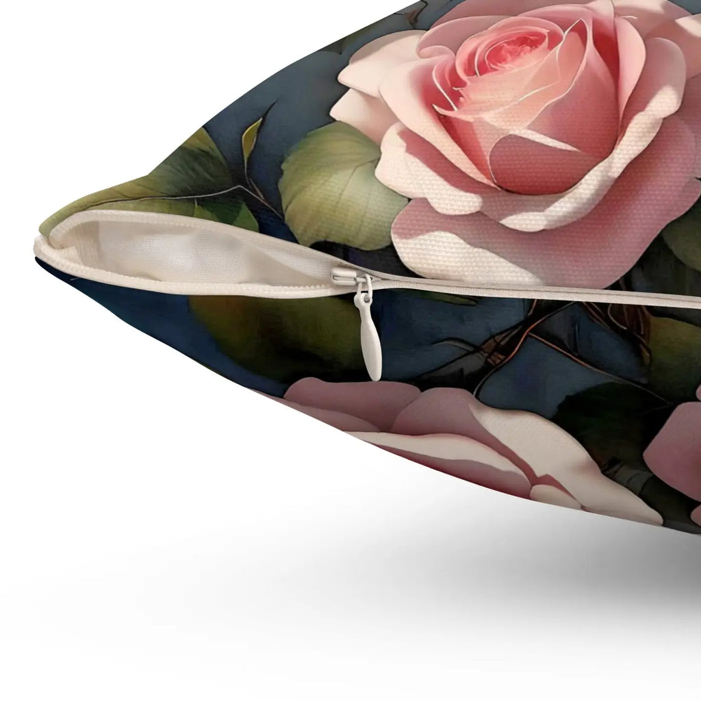 Rose Flowers Polyester Square Pillow - Spun Comfort - DipaliZ