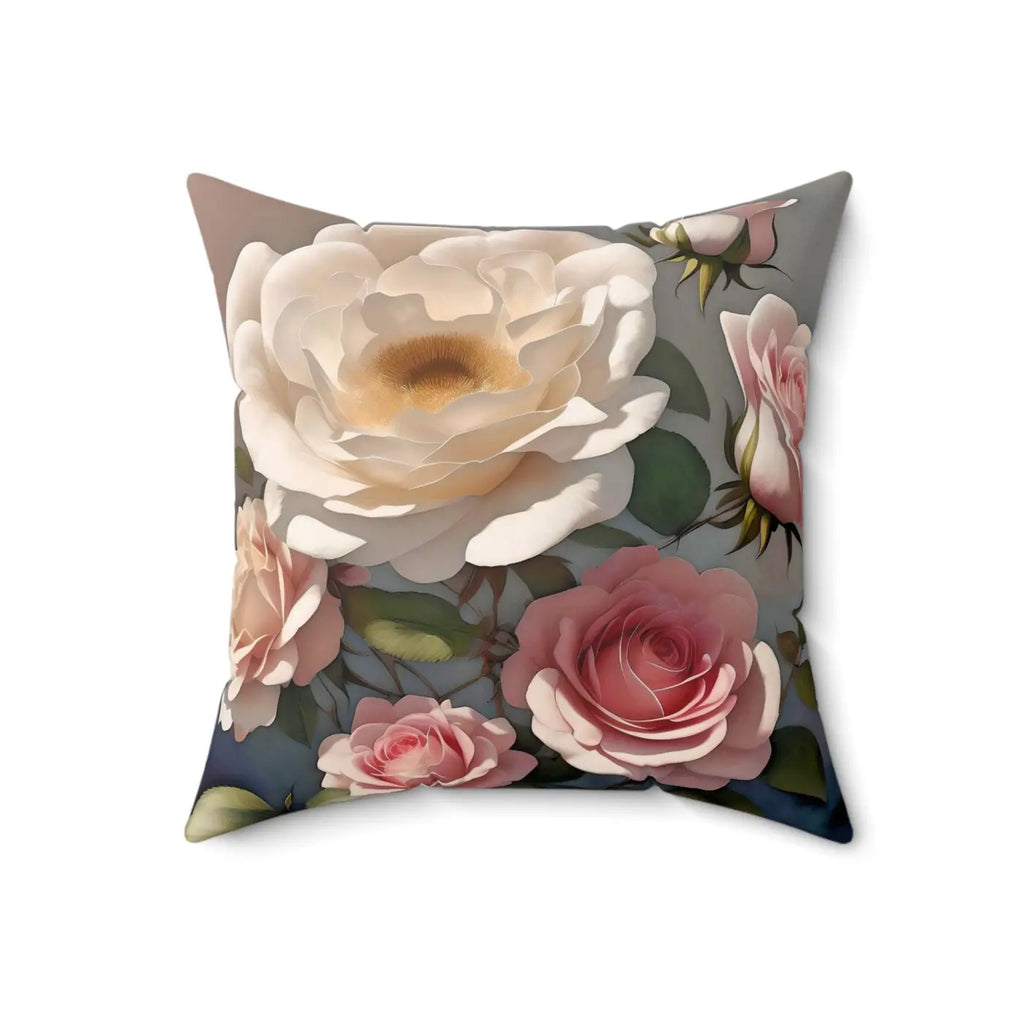 Rose Flowers Polyester Square Pillow - Spun Comfort - DipaliZ