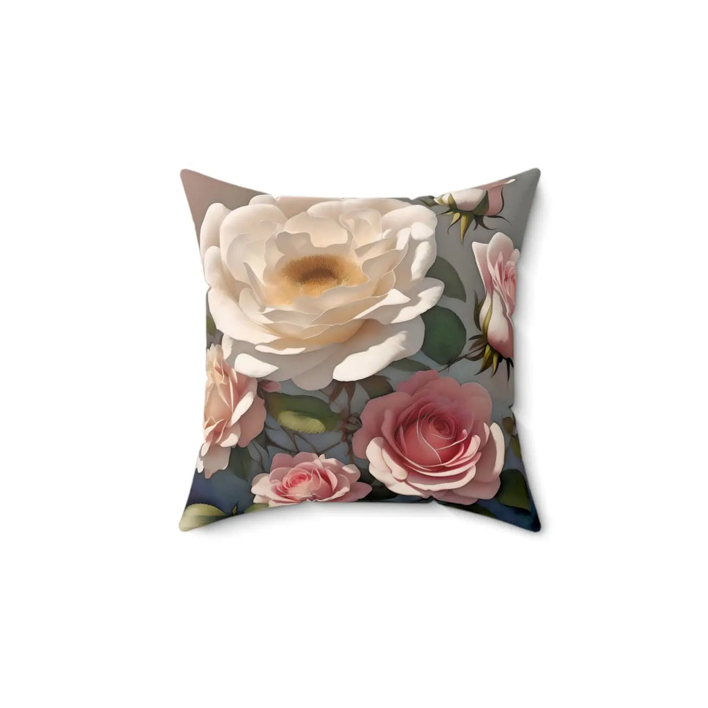 Rose Flowers Polyester Square Pillow - Spun Comfort - DipaliZ
