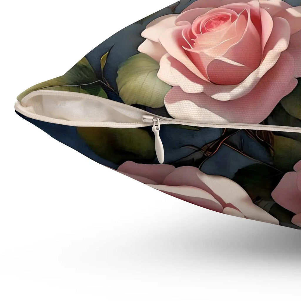 Rose Flowers Polyester Square Pillow - Spun Comfort - DipaliZ