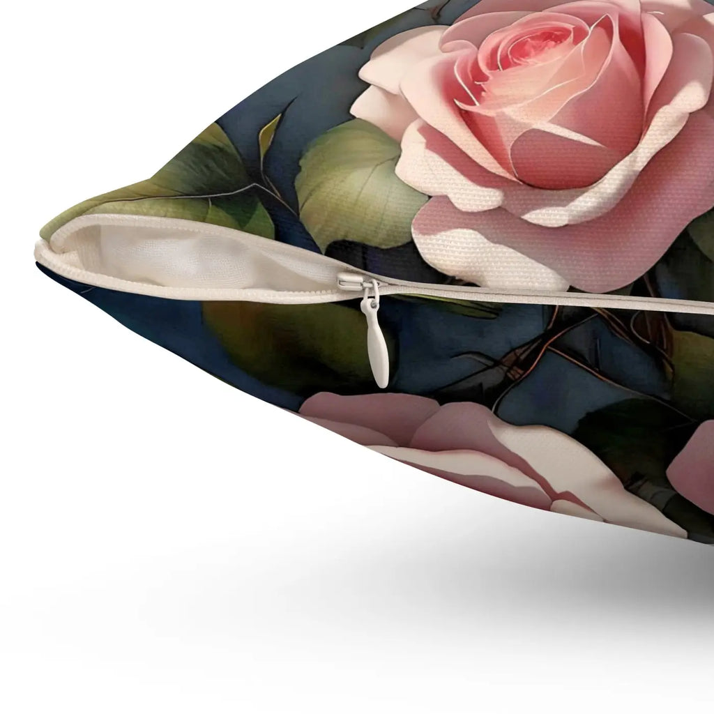 Rose Flowers Polyester Square Pillow - Spun Comfort - DipaliZ