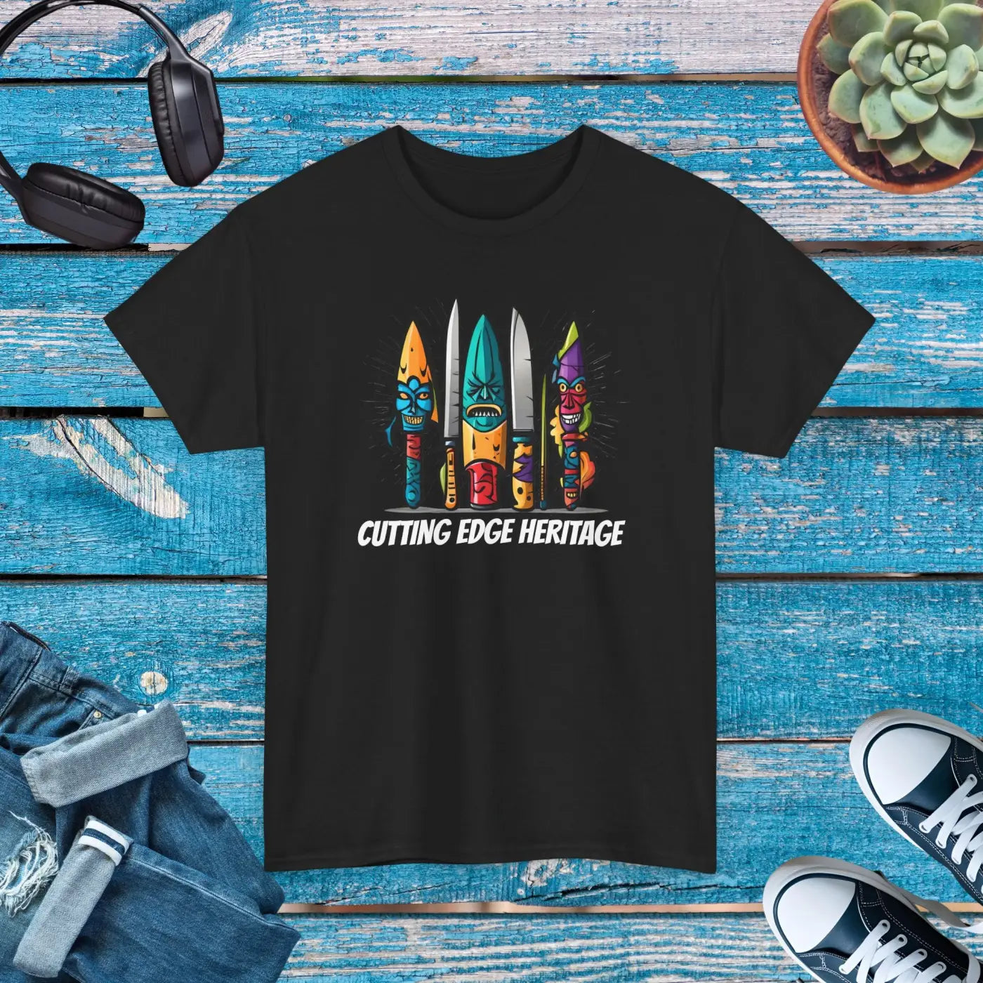 Unisex Deluxe T Shirt - Scary Knives Heavy Cotton - DipaliZ
