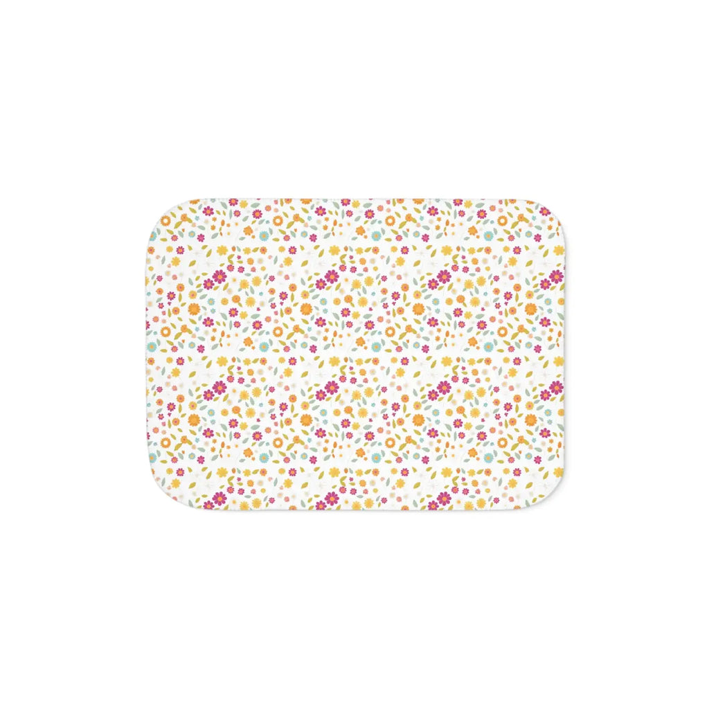 Sherpa Blanket - Small Flower Pattern Reversible Throw - DipaliZ