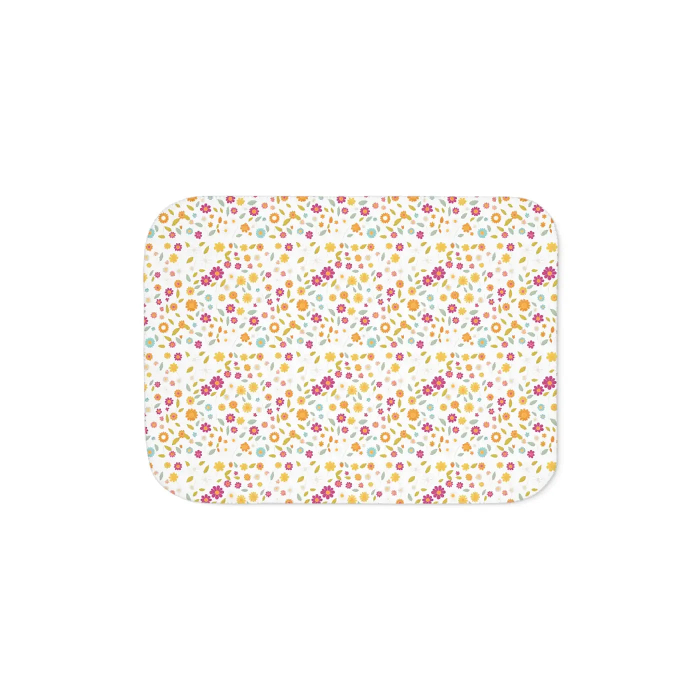 Sherpa Blanket - Small Flower Pattern Reversible Throw - DipaliZ
