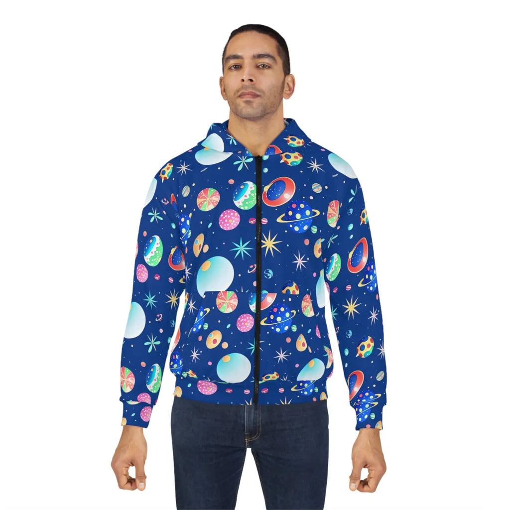 Cosmic Unisex Zip Hoodie - Winter Adventure Style - DipaliZ