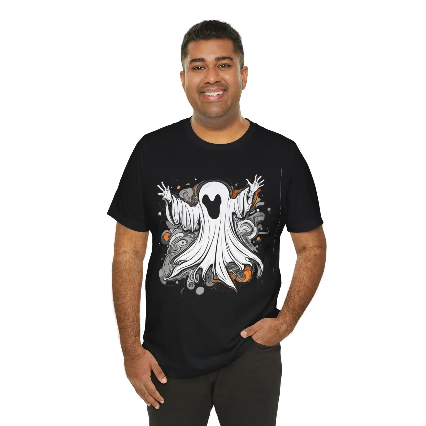 Spooky Ghost Jersey Short Sleeve Tee - Unisex Hauntingly Chic - DipaliZ