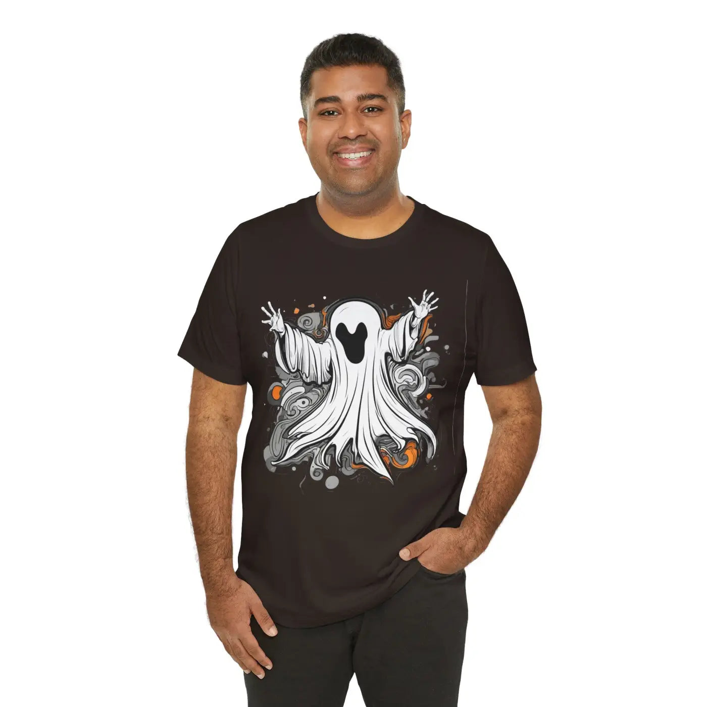 Spooky Ghost Jersey Short Sleeve Tee - Unisex Hauntingly Chic - DipaliZ