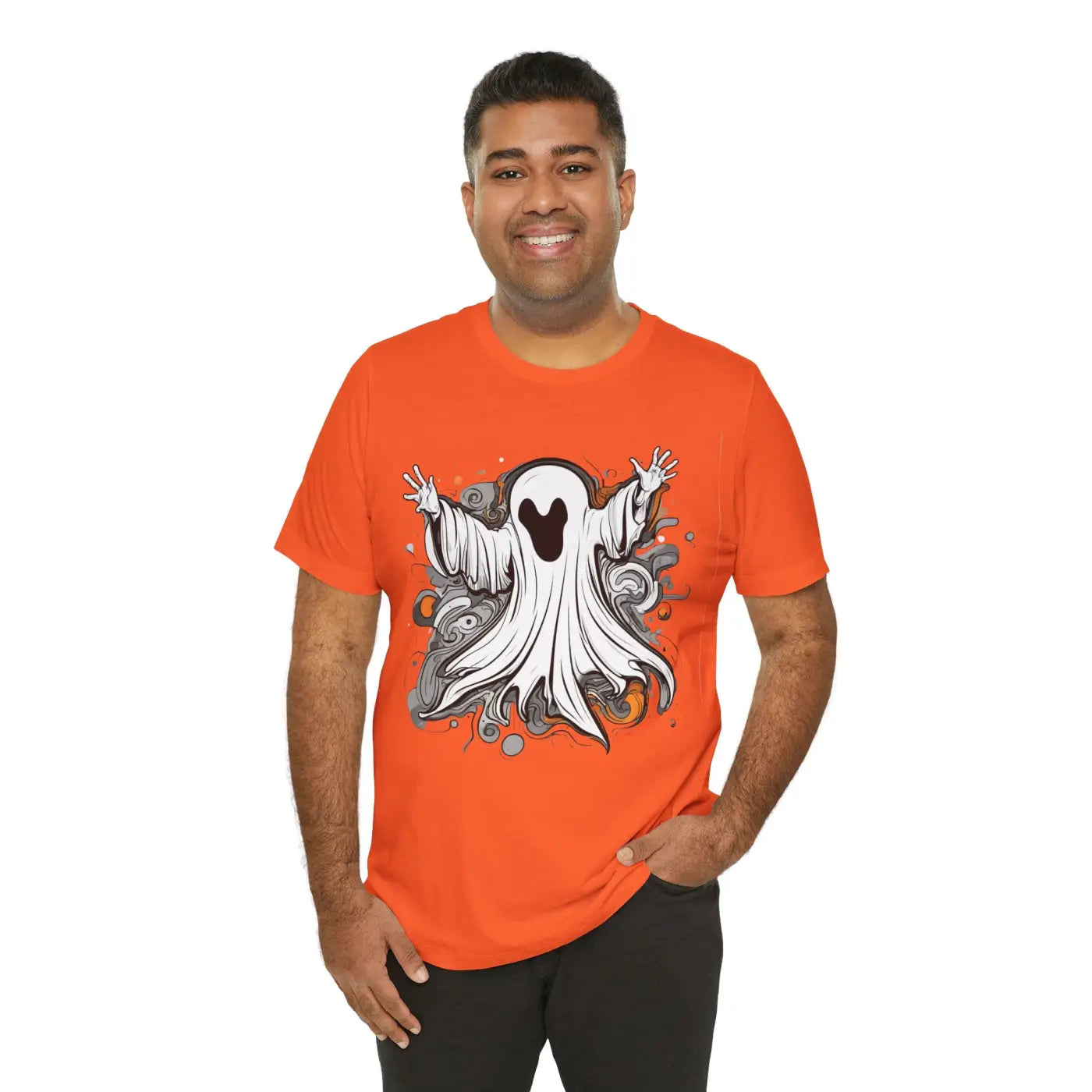 Spooky Ghost Jersey Short Sleeve Tee - Unisex Hauntingly Chic - DipaliZ