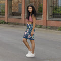 Spring Florals Navy Blue Mini Skirt - Floral Print - DipaliZ